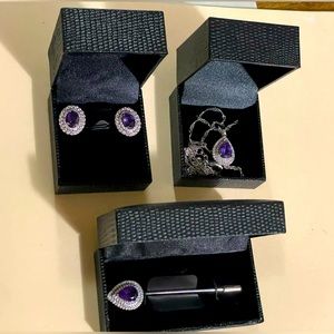 NIB - 3pc Gold Coast Amethyst Platinum Plated CZ Set